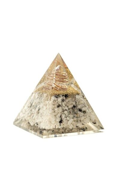 Ezera orgone pyramid with Moonstone Rainbow crystals for balance, calm and relaxation, 6.8 cm