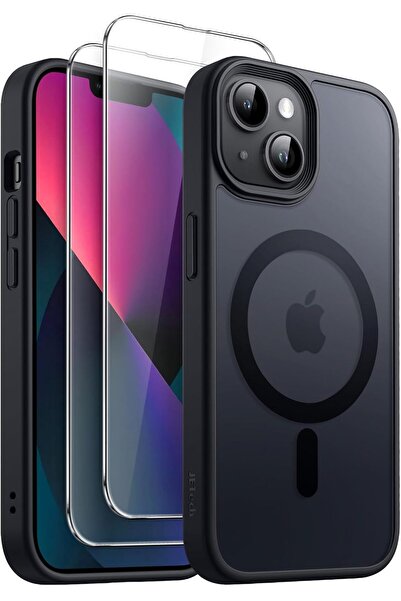 JETech 3-in-1 Magnetic Case for iPhone 13 mini (5.4") with 2 Tempered Glass Protectors - Black