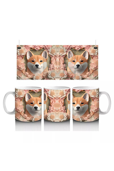 Wisdom Rain شيبا إنو المبهجة بين الزهور – كوب قهوة مطبوع