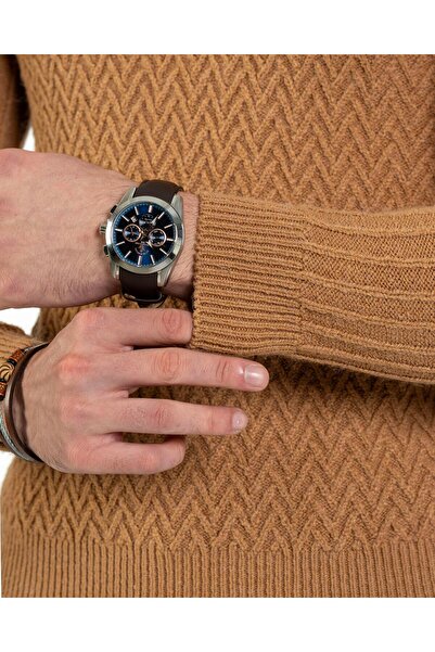 TerziAdemAltun Italian Style S Slim Fit Turtleneck Knitwear Men's Sweater Camel T10606