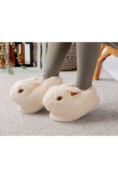 Ems Plush Sleeves with Rabbit Figures Home Slippers Unisex