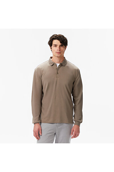 Nautica Erkek Kahverengi Classic Fit Uzun Kollu Polo Yaka T-Shirt
