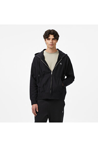 Calvin Klein Premium Terry Monogram Erkek Siyah Sweatshirt
