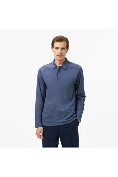 Nautica Erkek Mavi Classic Fit Uzun Kollu Polo Yaka T-Shirt