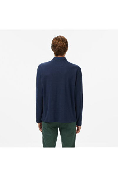 Nautica Чоловіча темно-синя класична футболка з довгими рукавами та поло-коміром