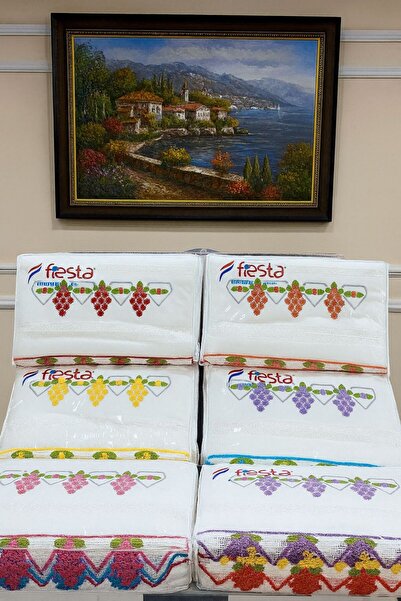 Fiesta Tekstil منشفة دانتيلي 50×90 للعروس كوبانكي، طقم من 6 قطع