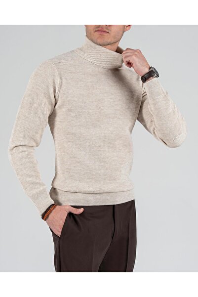 TerziAdemAltun Italian Style S Slim Fit Turtleneck Knitwear Men's Sweater Gray T13227