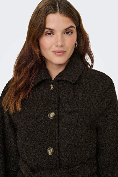 JDY Γυναικείο παλτό Jdynevada με ζώνη στη μέση, κεντημένο με καστανόχρωμο καφέ 15355063