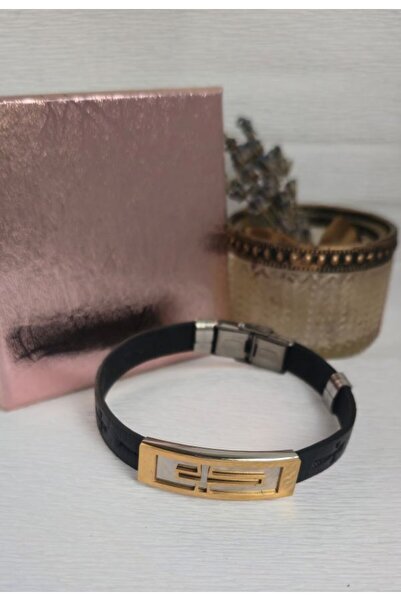 Amma Design Men's stainless steel bracelet with leather strap, modern model