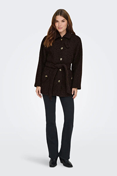 JDY Γυναικείο παλτό Jdynevada με ζώνη στη μέση, κεντημένο με καστανόχρωμο καφέ 15355063