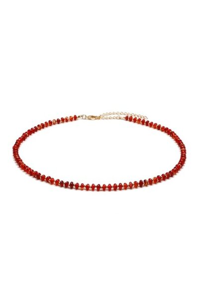 Ezera - Colier tip choker placat cu aur de 18K și carneol, Kamia, 35+7 cm