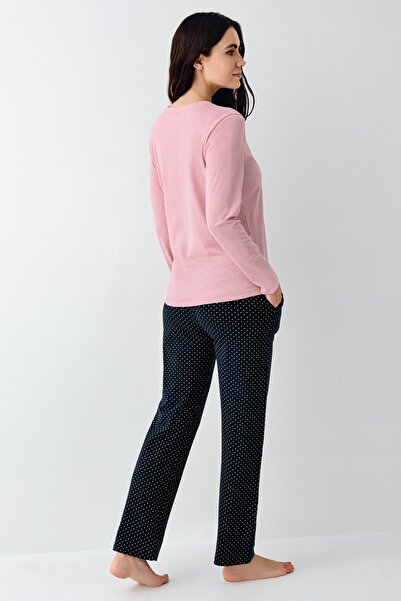 Pierre Cardin Women's Pink Navy Blue Round Neck Modal-Cotton 2-Piece Pajama Set Vr.11.P90.C90.Y01