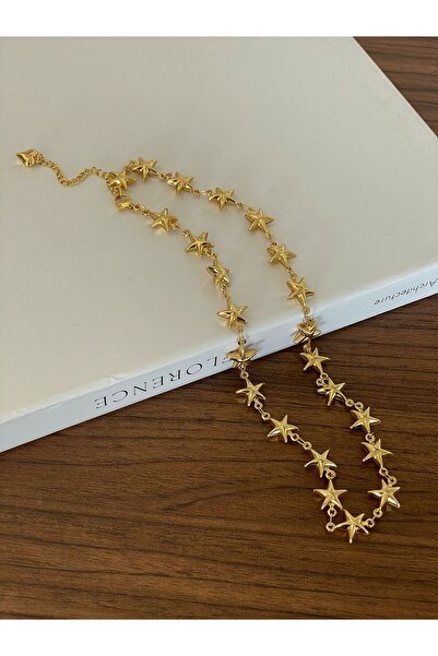 Panelya Gold Renk Paslanmaz Çelik Yıldız Kadın Kolye