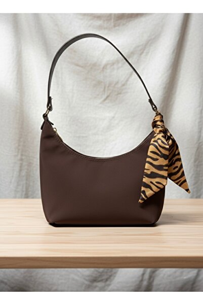 BELUNABAGSS Geantă de umăr pentru femei din piele intoarsa maro cu cadou eșarfă