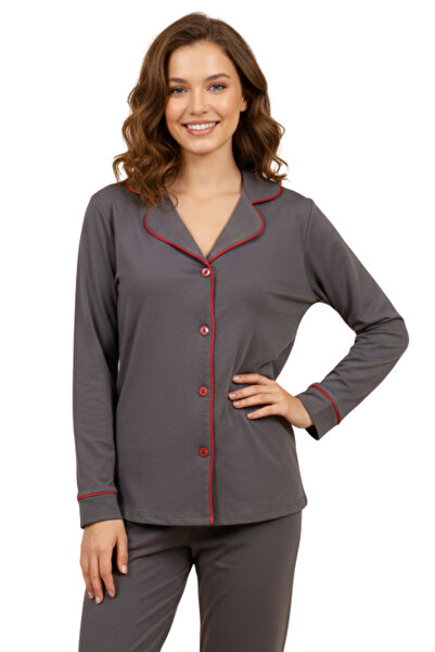 vory Women's Modal Shirt Collar Buttoned 2-Piece Pajama Set Vr.Pa30.T01.Y11.1X