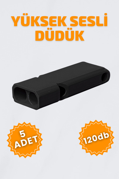 FitVult Plastik Siyah ve Beyaz 5 Adet Yüksek Sesli 120db Düdük, Deprem Düdüğü...