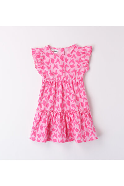 İDO - Rochie evazat cu imprimeu, Fuchsia, Roz pastel, 104 cm