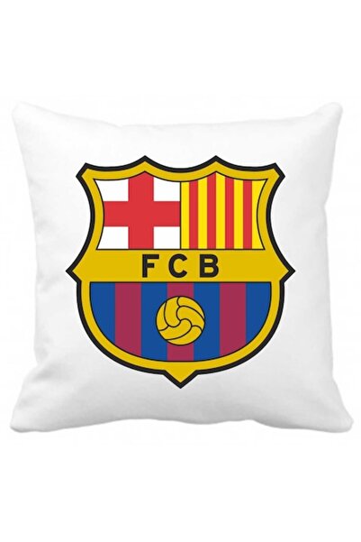 CRD PRINT Personalized pillow with FC Barcelona logo print, 40 x 40 cm, polyester, white