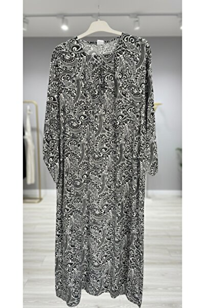 fariza tekstil U-Neck Wide-Cut Viscose Hijab Dress