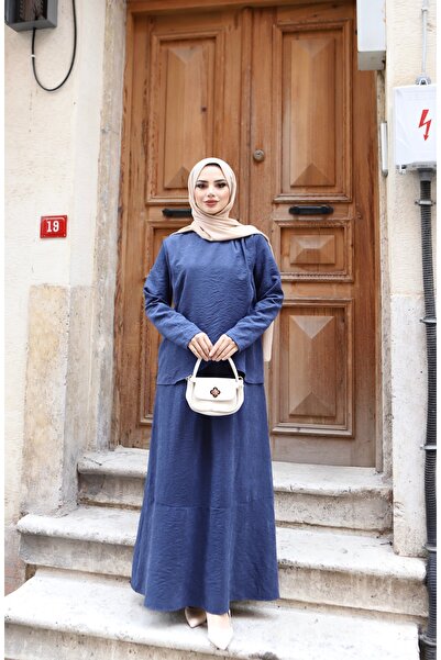 NİSUM MODA Φόρεμα από μεταξωτό σουέτ με πλισέ στον ώμο