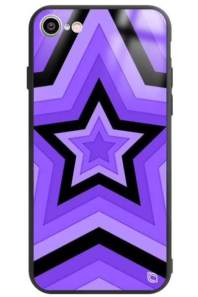 WANNA PROTECT حافظة هاتف آيفون 16E مزودة بحماية للكاميرا ونمط نجوم أرجوانية م...