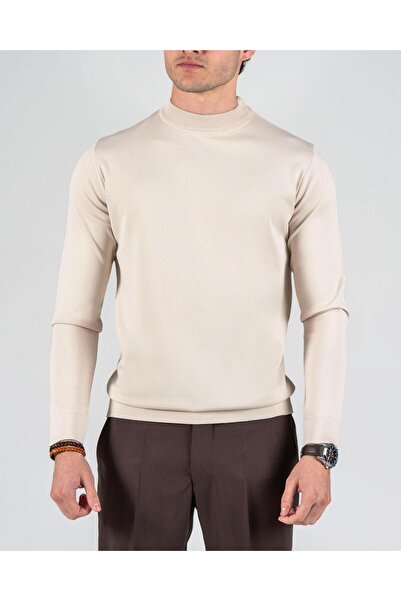 TerziAdemAltun Italian Style S Slim Fit Crew Neck Knitwear Sweater Stone T14523