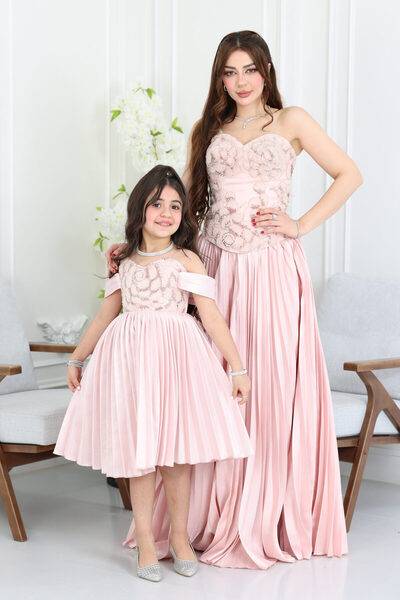 modern designer Girls' pleated embroidered dress