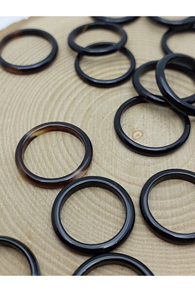 Yasamtohumu خاتم رفيع من حجر العقيق - أسود مائل للسواد - سمك 3 مم (59976)