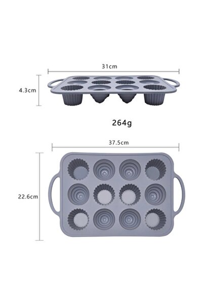 cc bin shihon Silicone cupcake and muffin mold with metal frame, 12 multi-shaped cavities