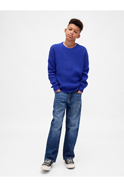 GAP Erkek Çocuk Mavi CashSoft Relaxed Bisiklet Yaka Kazak