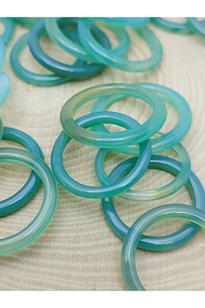 Yasamtohumu خاتم رفيع من حجر العقيق - أخضر متنوع - سمك 3 مم (59970)