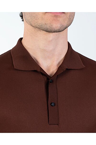 TerziAdemAltun Italian Style S Slim Fit Polo Collar Knitwear Sweater Tile T14521