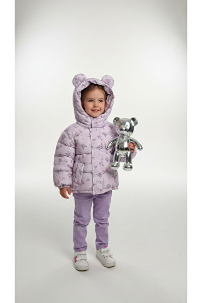 melisam.msg Kız Çocuk Kuromi Desen Kış Kalın Şişme Mont