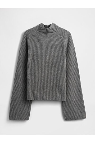 GAP Kadın Gri CashSoft Shaker Örgü Turtleneck Kazak