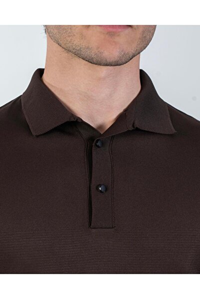 TerziAdemAltun Italian Style S Slim Fit Polo Neck Knitwear Sweater Brown T14519