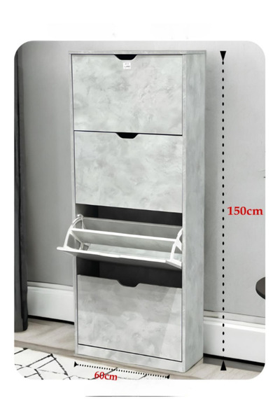 BEC39 Tall wooden shoe rack with 4 drawers | Ideal vertical storage