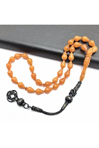 KANUNİ TESBİH قطرة المطر البرتقالية قطع ضغط العنبر مسبحة الصلاة