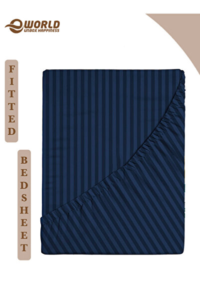 Eworld Single Size Striped Microfiber Fitted Bedsheet, Deep Pocket,Breathable...