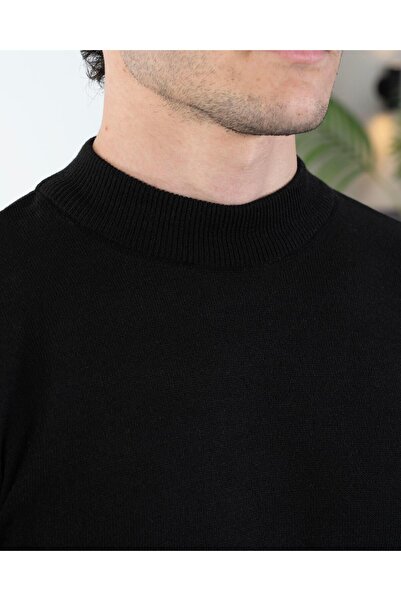 TerziAdemAltun Italian Style S Slim Fit Men's Half Turtleneck Knitwear Sweater Black T13601