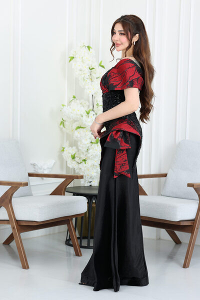 modern designer long royal velvet dress