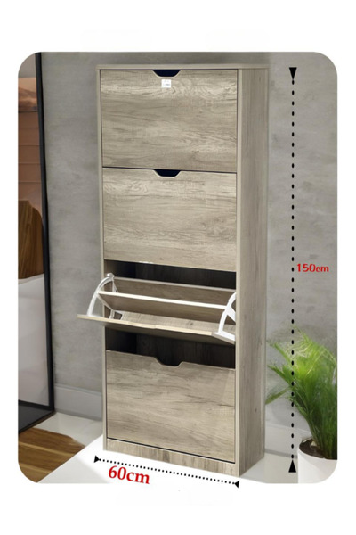 BEC39 Tall wooden shoe rack with 4 drawers | Ideal vertical storage