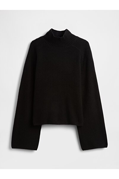 GAP Kadın Siyah CashSoft Shaker Örgü Turtleneck Kazak