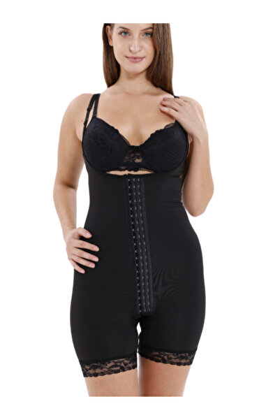 FİT TİME Lazer Kesim Dantelli Agraf Kopçalı Sıkılaştırıcı Tam Boy Toparlayıcı Kadın Korse