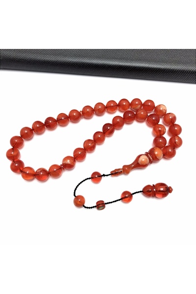 KANUNİ TESBİH سبحة من العنبر البرتقالي المقطوع بشكل مربعات