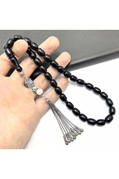 KANUNİ TESBİH Mărgele de rugăciune din chihlimbar de foc negru de design perlat