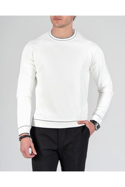 TerziAdemAltun Italian Style S Slim Fit Crew Neck Knitwear Sweater White T14502