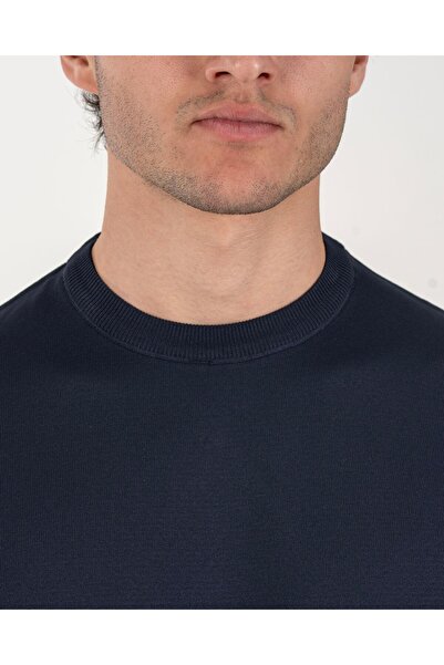 TerziAdemAltun Italian Style S Slim Fit Crew Neck Knitwear Sweater Navy Blue T14497