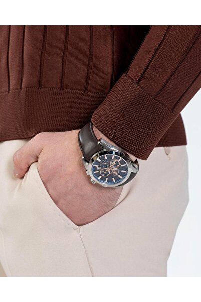 TerziAdemAltun Italian Style S Slim Fit Polo Collar Knitwear Sweater Tile T14493