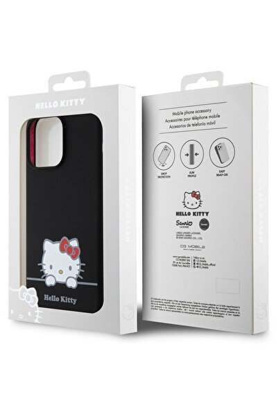 Hello Kitty Case for iPhone 15 Pro Max Liquid Silicone Daydreaming Logo Black