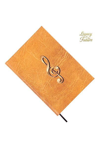 BİDEFTER Music Note Book (Left Hand Key) 100% Handmade, Hand Sewing, 2026 Special Collection – Artistic Leather –A/5